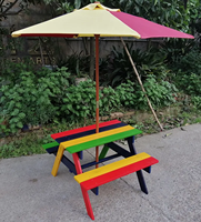 Ensemble de table de pique-nique en bois pour enfant mignon coloré extérieur cour jardin fête jeu de rôle heure du thé assemblé