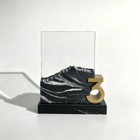 Trophée en cristal noir en forme de montagne, écologique, gravé, numéro 3D personnalisé, plaque de récompense pour années de service, souvenir sportif