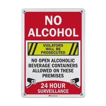 Нет алкоголя-в помещениях не допускаются открытые алкогольные контейнеры, круглосуточное наблюдение, нарушители будут привлечены к уголовной ответственности за знак 10 х14 3 м
