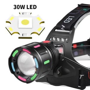 <span class=keywords><strong>Torcia</strong></span> Frontale LED Super Luminosa 30W Bianca, Ricaricabile USB, Portatile con Zoom <span class=keywords><strong>per</strong></span> Pesca, Caccia e Attività all'Aperto - Product Image 2