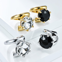Bague de style français exagérée avec pierres précieuses pour femme, élégante pour le quotidien, en acier inoxydable plaqué or 18 carats, fabrication de précision, haut de gamme