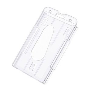 High Quality <b>Polycarbonate</b> Id Badge Hard <b>Plastic</b> Pc 2 Slots Crystal Clear Transparent Working Card Holder - Product Image 1