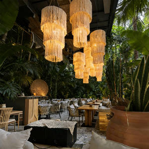 Pantalla <span class=keywords><strong>de</strong></span> Lámpara <span class=keywords><strong>de</strong></span> Macramé Artesanal Tejida a Mano con Borlas en Capas para Espacios <span class=keywords><strong>de</strong></span> Hostelería Costera y Restaurantes junto al Mar - Product Image 4