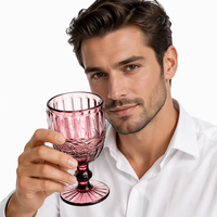 Verres à vin sans pied Kaly's, motif classique, épais et durables, 240/300 ml, couleurs vintage bleu/vert/violet/rose, pour événements