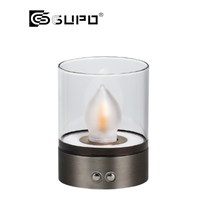 Lampe de table d'ambiance GUPO 3.5W CRI92Ra décorative, rechargeable par Type-C, avec abat-jour en verre intégré, bougie LED sans flamme