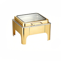 Réchaud de buffet en acier inoxydable doré 6L, ensemble de chauffe-plats carrés de luxe pour dîner et buffet