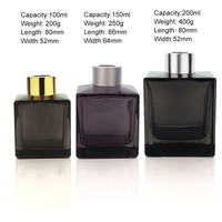 Faible MOQ – Bouteille diffuseur d'arômes de luxe en verre noir translucide de 50 ml, 100 ml, 150 ml, 200 ml avec bouchon à vis pour parfum d'intérieur