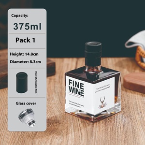 Bán Buôn Pha Lê Trắng Trong Suốt Quảng Trường Thủy Tinh Chai Rượu Vang Với Nút Chai Con Dấu Trong Kho Hàng Tồn Kho Nhập Khẩu Rỗng Chai Rượu Vang - Product Image 6