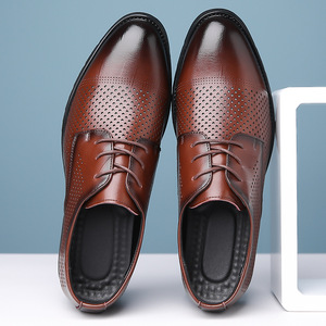 รองเท้าหนังระบายอากาศสำหรับผู้ชาย สีดำ แบบเจาะรู สำหรับงานแต่งงาน รองเท้าอ็อกซ์ฟอร์ด ไซส์ผู้ใหญ่ 1988-1 - Product Image 2