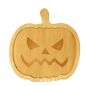 Bandeja de bambú con forma de calabaza, plato para dulces y bocadillos con temática de Halloween para decoraciones de fiestas infantiles - Product Image 1
