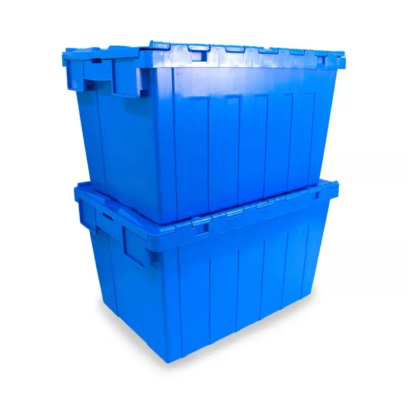 Wholesale warehouse stacking crate logistics turnover crate PP plastic crate with lid