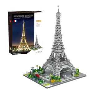 Thế giới nổi tiếng kiến trúc Pháp xây dựng tháp Eiffel DIY Micro 3D xây dựng đồ chơi gạch khối giáo dục đồ chơi