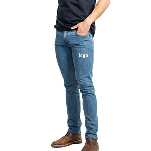 <span class=keywords><strong>Jeans</strong></span> Skinny Elasticizzati di Alta Qualità a Vita Media, Denim Blu Personalizzato <span class=keywords><strong>Super</strong></span> Aderente per Pantaloni da Uomo - Product Image 4