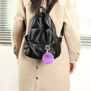 Stock Wholesale Pom Poms Keychain for Women Pompoms Bag Charms Heart Purse Tote Wallet Handbag Car Key <b>Ring</b> Accessory - Product Image 3