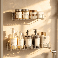 Étagère de douche murale en acier inoxydable 304, sans perçage, pour rangement de produits de toilette dans la salle de bain