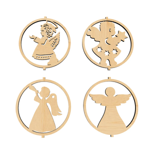 Pafu Cây giáng sinh trang trí mộc mạc bằng gỗ cắt laser <span class=keywords><strong>3D</strong></span> xoắn ốc thiên thần bông tuyết đồ trang sức - Product Image 5