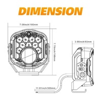 Feux de route 12V-24V 8500LM Feux de conduite à LED avec DRL Lumière laser 95W Lampe de travail LED 7 pouces pour véhicule universel