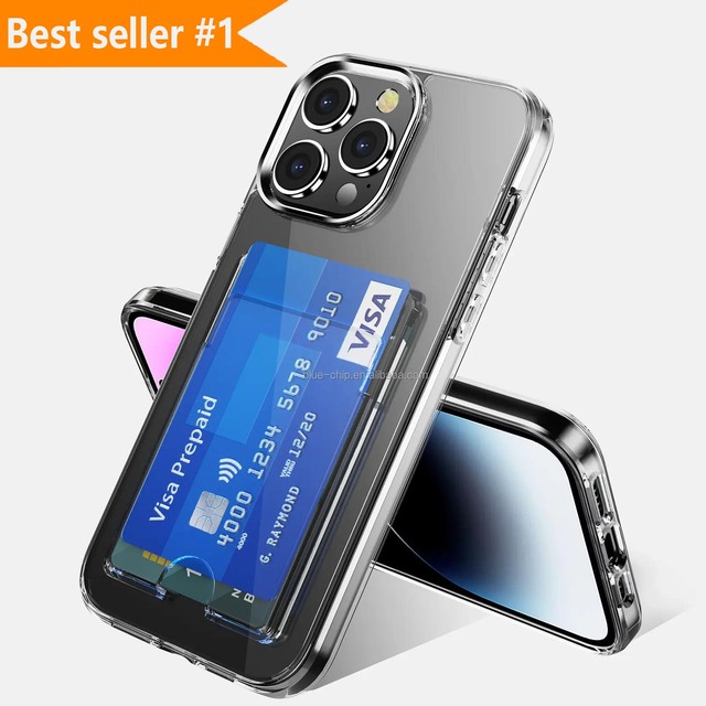 For iPhone 15 Clear Phone Case Card Holder 2 in 1 TPU Hybrid Acrylic Slim Fit Wallet Case with Card Slots for iPhone 15 Pro Max
