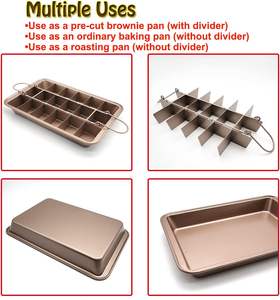 Divisores de alta resistencia antiadherentes 18 Bandeja para hornear Brownie precortada Bandeja rectangular Molde para pasteles Muffin y Cupcake Pan para hornear en horno - Product Image 3