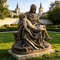 Sculpture de la Pietà en bronze grandeur nature RELONG, statue religieuse catholique en laiton de la Vierge Marie tenant Jésus, pour l'extérieur, l'église, le parc