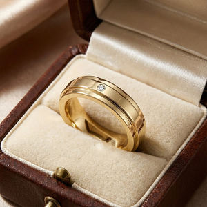 Ensemble de 2 bagues en or 18 carats plaqué or avec diamants synthétiques, belle bague de fiançailles et de mariage pour les couples, cadeau - Product Image 4