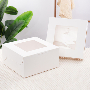 Premium <strong>White</strong> Cardboard Bakery 10x10x5 Inch Foldable Dessert Pastry Packaging <strong>Cake</strong> <strong>Box</strong> With Window - Product Image 1