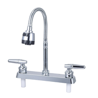 Antirouille 8 "pouces en plastique ABS robinet de cuisine finition polie double poignées 2 fonctions robinet d'eau avec tuyau flexible