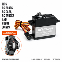 Moteur servo 16 kg XQ-POWER XQ-S4016D à couple élevé, sans noyau, étanche, engrenage en titane, 210 degrés, pour bateau RC, robot, OEM, ODM