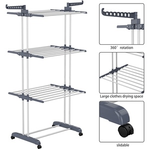 Caballo de ropa de 3 niveles con ruedas Rack de secado plegable MultifunctionIndoor y Outdoor - Product Image 6