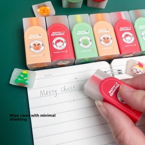 Gomme en plastique de Noël à motif de dessin animé, cadeau pour étudiant, pour <span class=keywords><strong>le</strong></span> dessin des enfants, correction sans traces, papeterie créative, <span class=keywords><strong>prix</strong></span> - Product Image 4