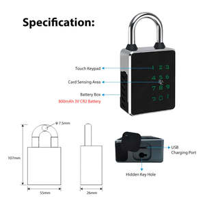 <span class=keywords><strong>Candado</strong></span> <span class=keywords><strong>de</strong></span> seguridad inteligente Digital resistente al agua, <span class=keywords><strong>precio</strong></span> más barato, personalización TTLOCK TUYA BLE, <span class=keywords><strong>candado</strong></span> inteligente con llave - Product Image 6
