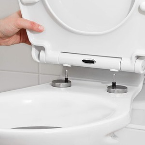 YYU Artículos sanitarios Forma redonda Cubierta de <span class=keywords><strong>asiento</strong></span> de inodoro de cierre silencioso <span class=keywords><strong>Asiento</strong></span> de plástico PP Fácil de instalar y limpiar <span class=keywords><strong>Asiento</strong></span> de inodoro francés - Product Image 1