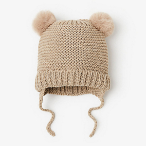 Ensemble <span class=keywords><strong>bonnet</strong></span> <span class=keywords><strong>et</strong></span> écharpe en tricot pour enfants d'hiver 100% Acrylique Toddler Knitted Pompom Warm Hats - Product Image 2