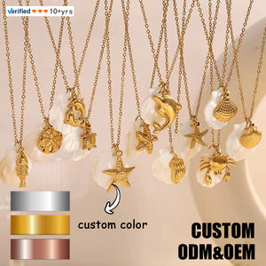 Модные украшения в морском стиле: подвески-ракушки и морские звезды из нержавеющей стали с покрытием из 18-каратного золота, пляжные кулоны-подвески. - Product Image 1