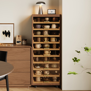 Solid Wood Multilayer Medieval Style Multifunctional Dental Cabinet Tea Cabinet Living Room Sideboard Display Cabinet <strong>Rack</strong> - Product Image 1