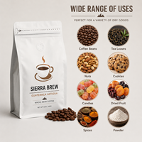 Sachet refermable personnalisé OEM en aluminium blanc imprimé avec valve pour grains de café torréfiés de 12 oz, sac à café à fond plat