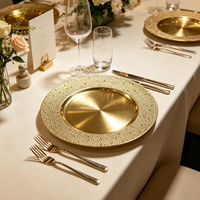 Assiette de Présentation Wojia 13 pouces en Plastique Doré Électroplaqué à Texture Granulée – Luxe Moderne pour Banquets et Traiteurs