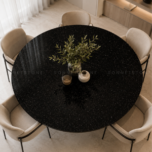 Galaxy of Golden Speckles Black Galaxy Granite Distinctive Starry Black Backdrop Premium Stone Slab Elegant Countertop Surface - Product Image 5