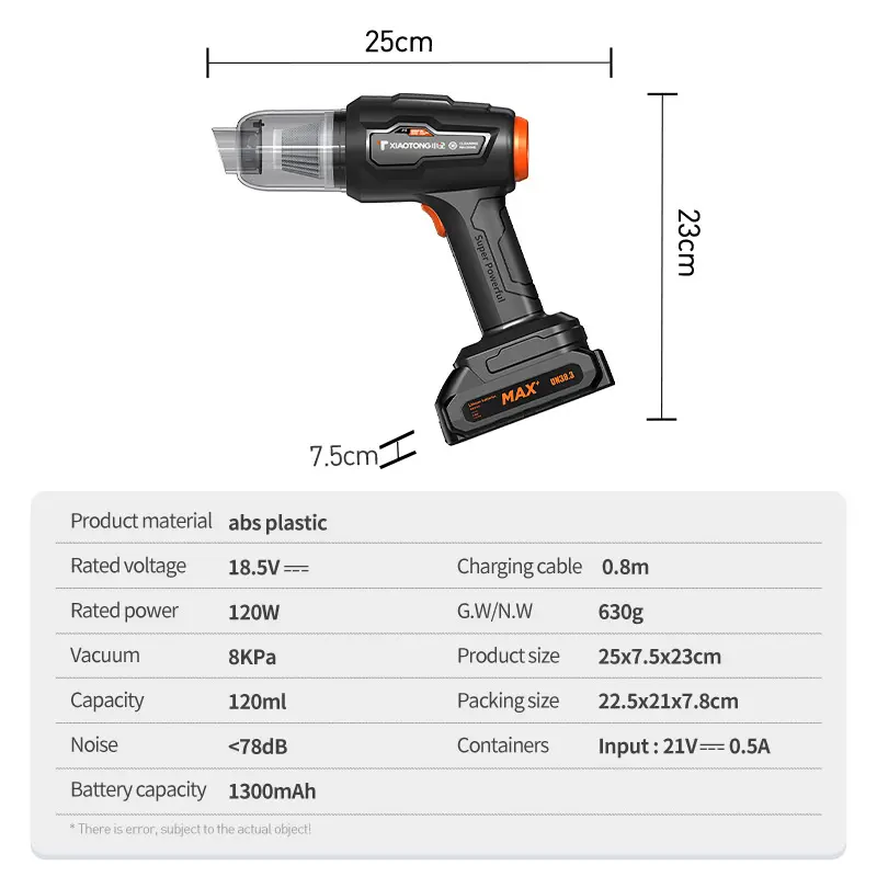 Novo tipo de aspirador de pó sem fio poderoso para carro, mini aspirador de pó sem fio ABS para assento de carro 18.5V