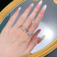 Bague de couple en argent sterling 925 avec zircon blanc taillé en forme de fleur de glace 8*10mm