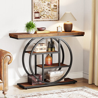 Console d'entrée étroite à 4 niveaux en bois naturel antique avec finition durable et facile à nettoyer