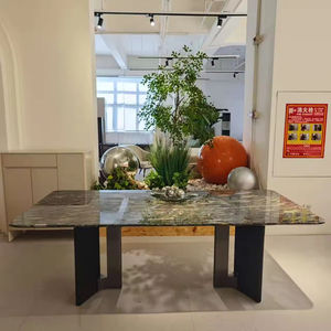 Table <span class=keywords><strong>de</strong></span> salle à manger élégante en placage <span class=keywords><strong>de</strong></span> chêne noir rectangulaire avec pieds en acier inoxydable argenté pour la décoration intérieure Table <span class=keywords><strong>de</strong></span> conférence pour salles à manger - Product Image 1