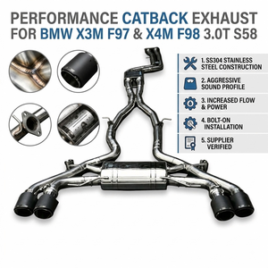 ระบบท่อไอเสียแบบ Catback วาล์วควบคุม วัสดุสแตนเลส 304 ยี่ห้อ Vortex ขัดเงาแบบ Mirror สำหรับ X3M F97 X4M F98 S58 3.0T ปี 2019-2024 ติดตั้งได้โดยตรง - Product Image 1