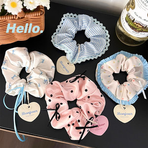 Design popolare stile pastorale elastico cravatta per capelli avanzata senso Plaid tessuto con filo elastici per capelli per ragazze accessori per capelli - Product Image 3