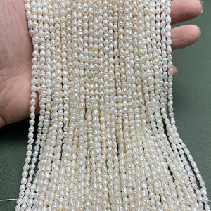 Jd Chất Lượng Cao 3.5-4Mm Nước Ngọt Tự Nhiên Baroque Ngọc Trai Đính Cườm Threaded Nhỏ Gạo Hạt Ngọc Trai Cho Đồ Trang Sức Làm Loose Ngọc Trai - Product Image 6