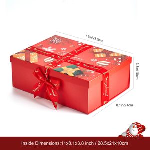 Boîte cadeau de Noël avec couvercle, ruban, boîte en carton rigide pliable, emballage de Noël pour cadeaux et artisanat - Product Image 4
