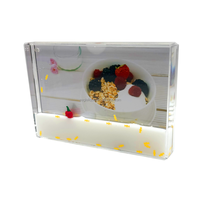 Cadre photo liquide éco-responsable haute transparence avec design flottant 3D Cœur de Saint-Valentin Requin Cerise, cadeau de décoration de Noël pour la maison