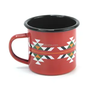 Wholesale Christmas Enamel Mug Reusable Enamel Tea Cup with Custom Logo for Christmas Gift Outdoor Camping Mugs