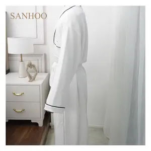 SANHOO High Quality Manufacturing Hotel Velvet Shimmer Fibers Sustainable Pure Cotton Bathrobe