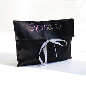 Ruban de fermeture personnalisé avec logo, écologique et durable, pour sacs pliés en satin, emballage de luxe pour lingerie, vêtements et accessoires capillaires, vente en gros - Product Image 4